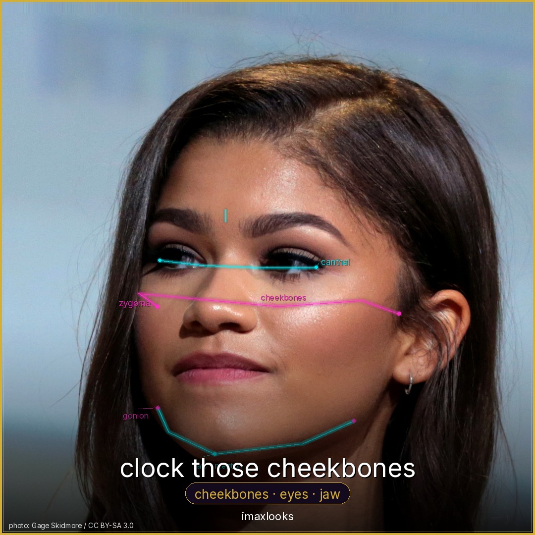 Zendaya — clock those cheekbones · cheekbones · eyes · jaw